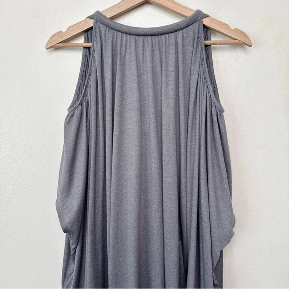 Deletta Anthropologie Womens M/L Tulay  Metallic Shimmer Cold Shoulder Top - Picture 11 of 13